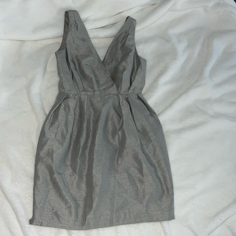 Raw silk v dip backing strapped mini dress